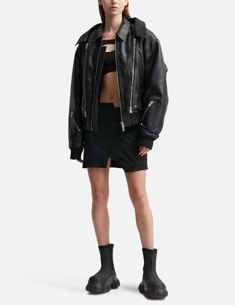 Black Niveous Leather Jacket by HELIOT EMIL on Sale