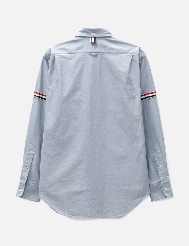 Shop Thom Browne Oxford Striped Grosgrain Armband Classic Shirt In Blue