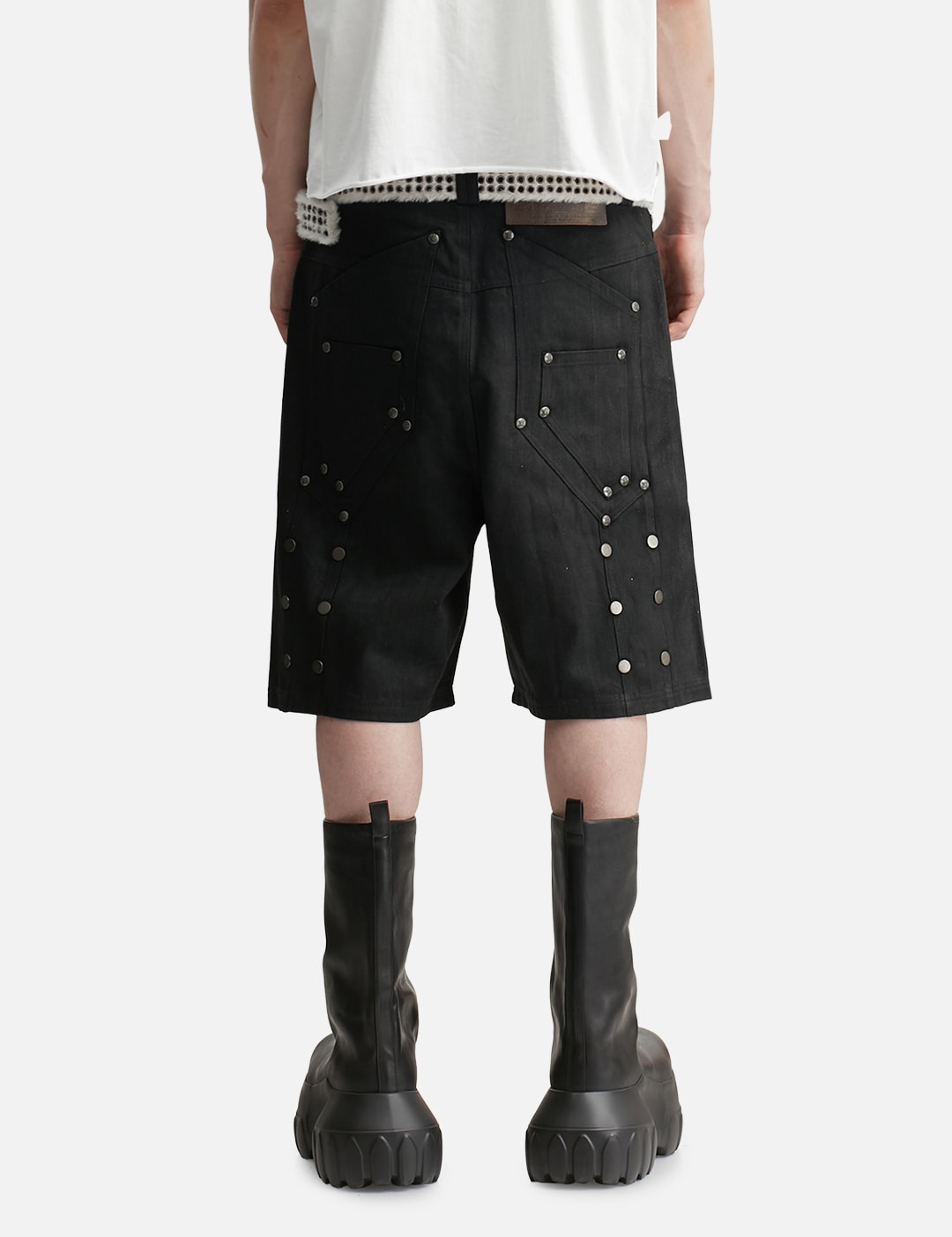 "Rexel" Waxed Double Knee Work Jorts In Black Denim view 13