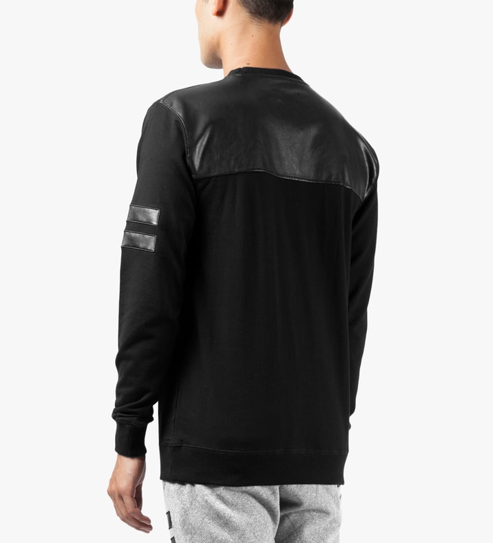 Black Leather Trim Fleece Sweater Placeholder Image