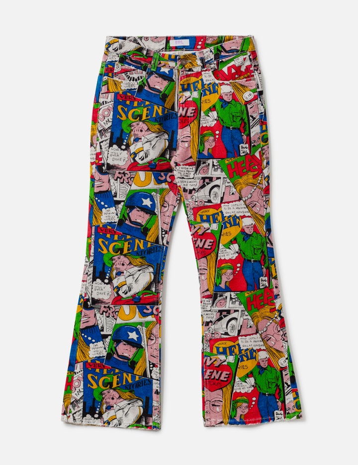 Erl Unisex Printed Denim Pants In Multi