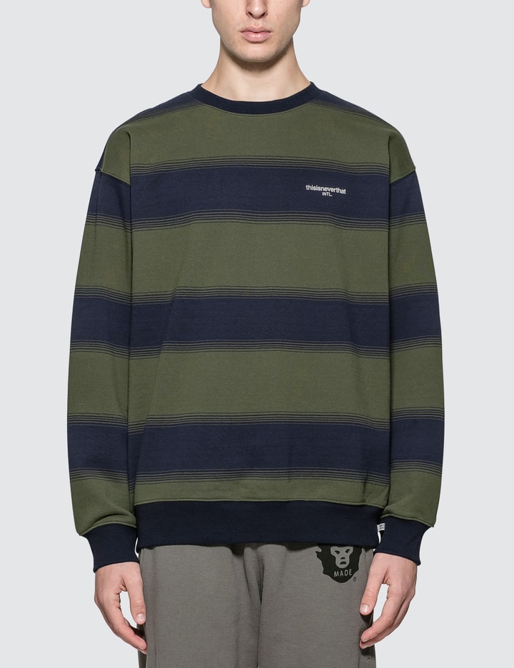 INTL. Striped Crewneck Sweatshirt Placeholder Image