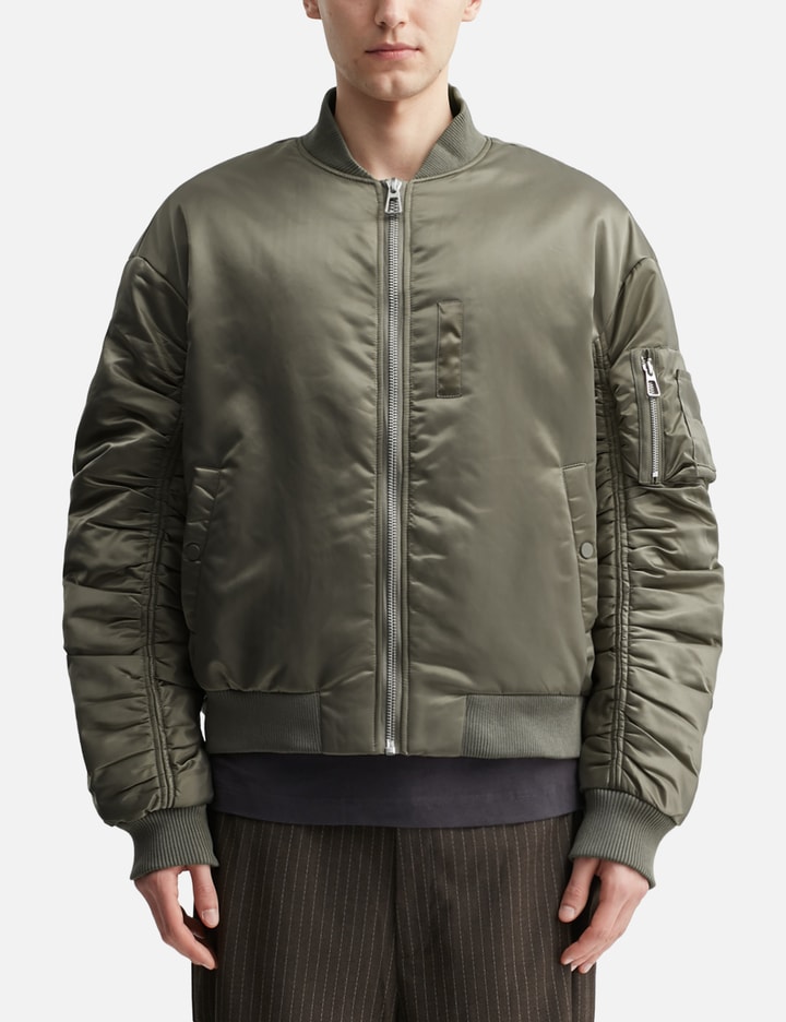 Puppet Theater Ruched Bomber In Green