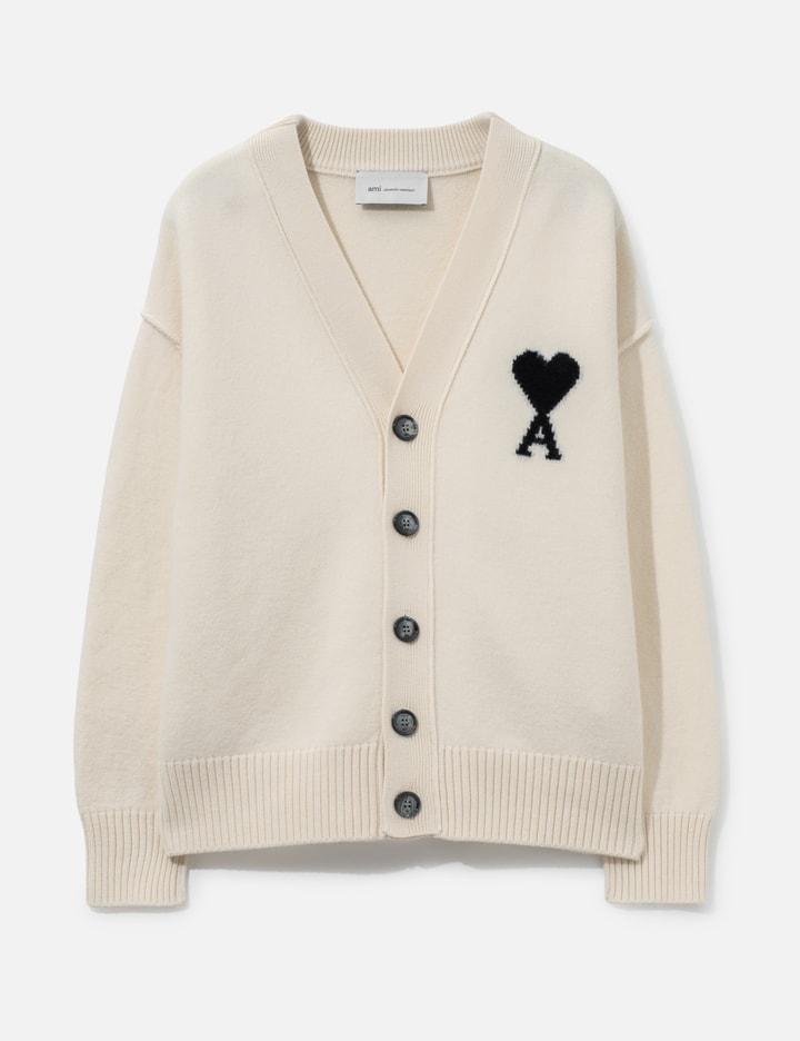 Ami Wool Cardigan With Ami De Coeur