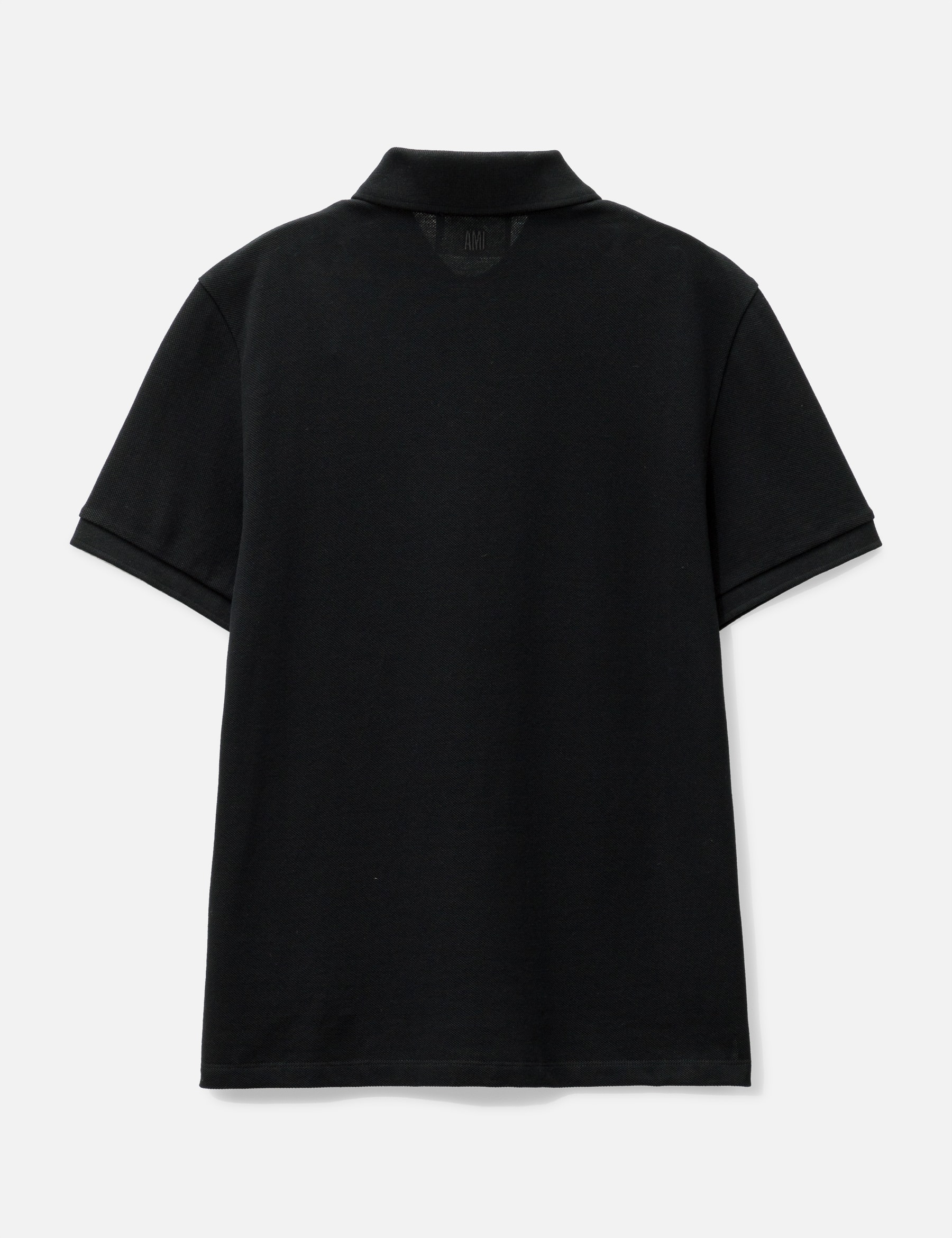 Ami Paris Organic Cotton Regular Fit Polo T-Shirt (Black)