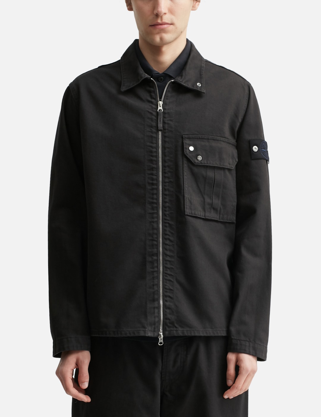 Garment Dyed Denim Zip-Up Overshirt view 11