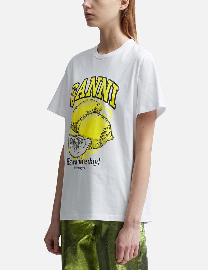 Shop Ganni White Relaxed Lemon T-shirt