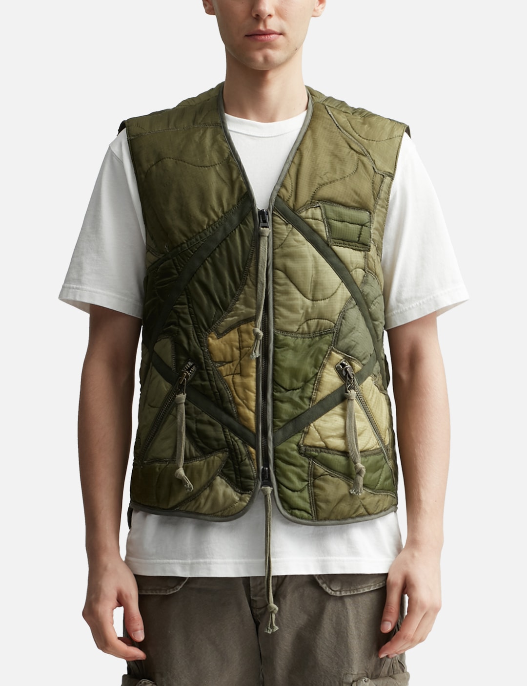 Mixed Puffer Zip Vest view 11