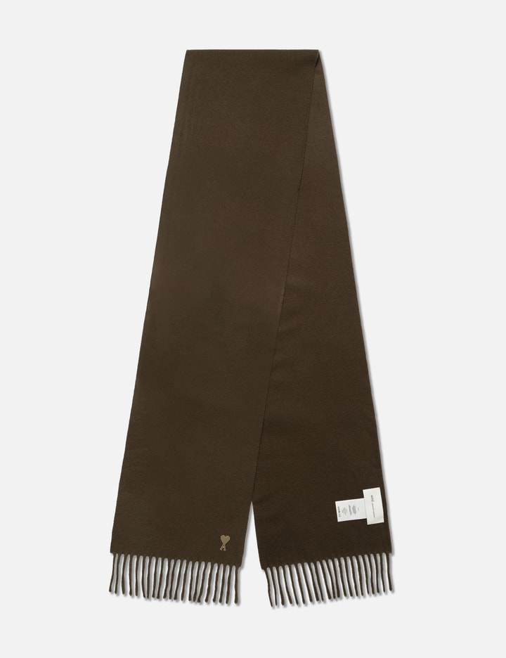 Ami Brown Wool Scarf With Ami De Coeur Patch