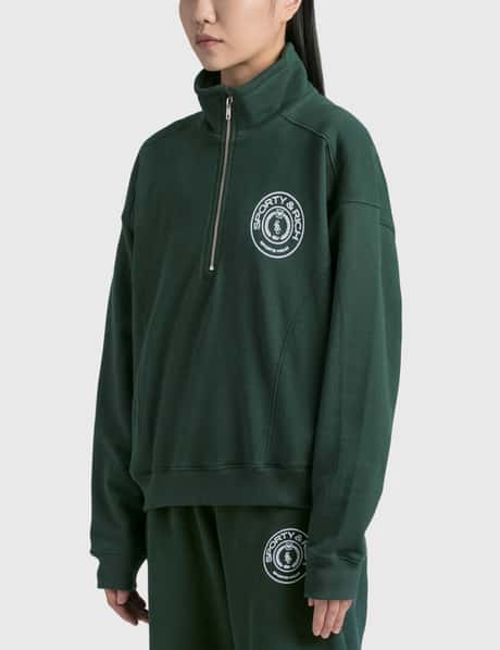 Sporty & Rich - MONACO FLOCKED QUARTER ZIP Hoodie | HBX - Globally 