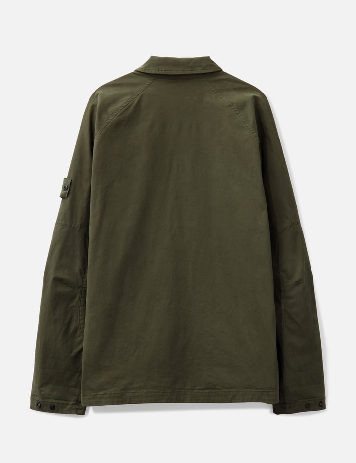 Stone Island Ghost Stretch Cotton Twill Overshirt In Green