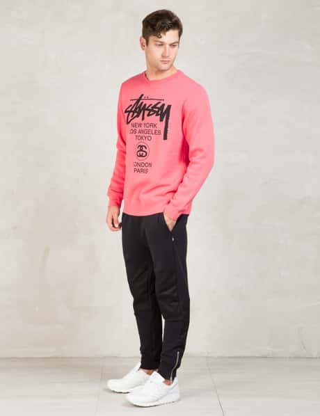 Stüssy - Pink World Tour Crewneck Sweater | HBX - ハイプビースト 