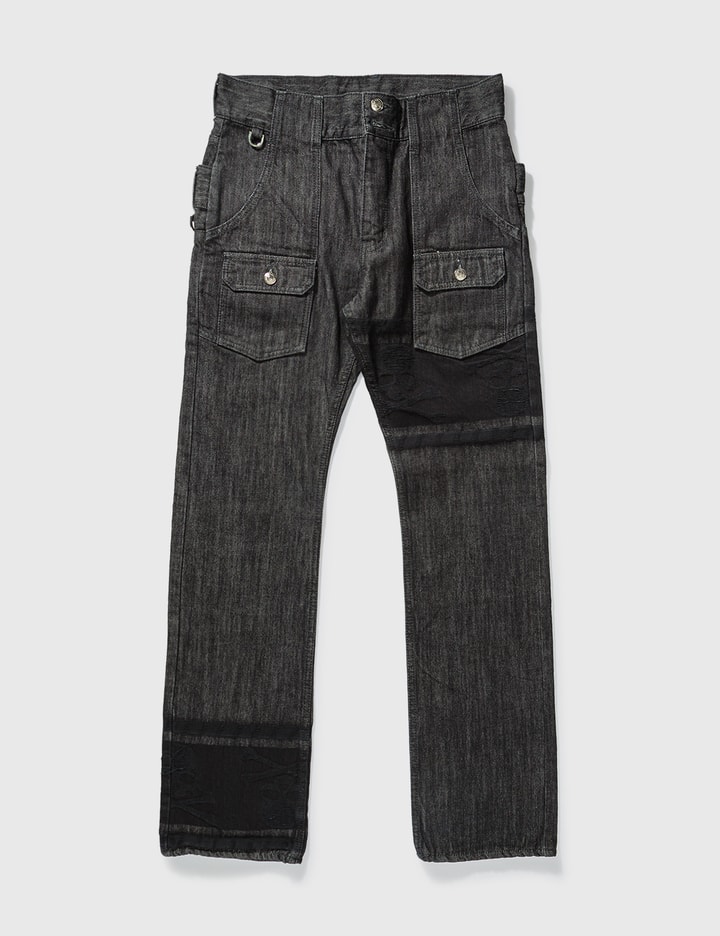 Mastermind Japan One Washed Back Double Waist Jeans In Black