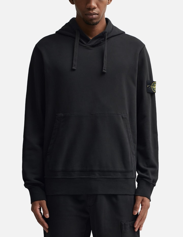 Shop Stone Island Garment-dyed Cotton Hoodie In Black