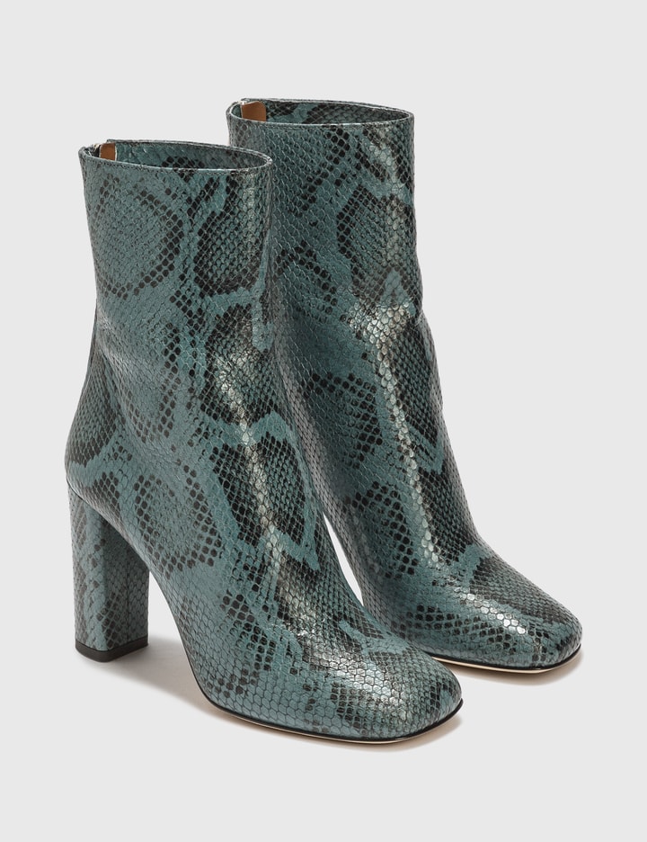 Python Printed Leather Block Heel Mid Calf Boot Placeholder Image