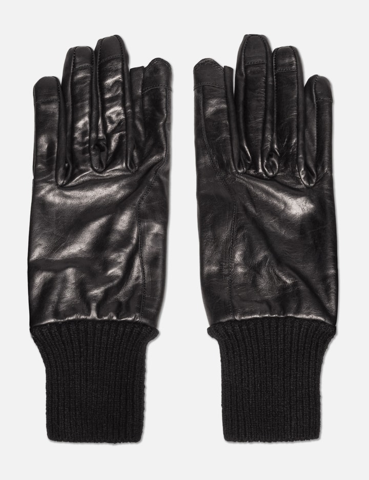 Rib Cuff Leather Gloves Placeholder Image