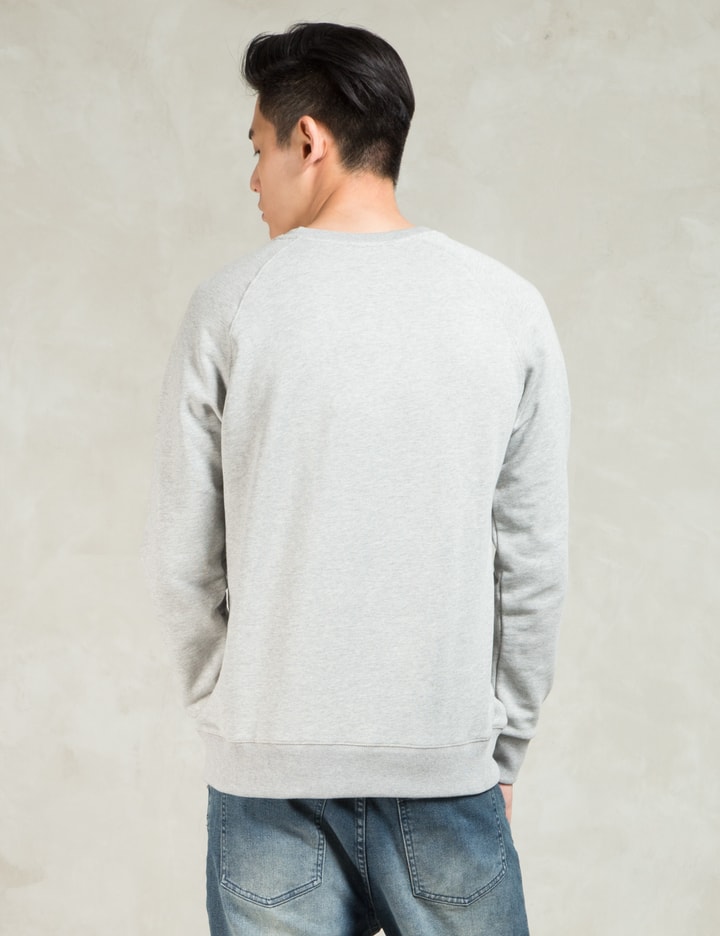 Grey Melange R-neck Sweater with Tricolor Fox Patch Placeholder Image