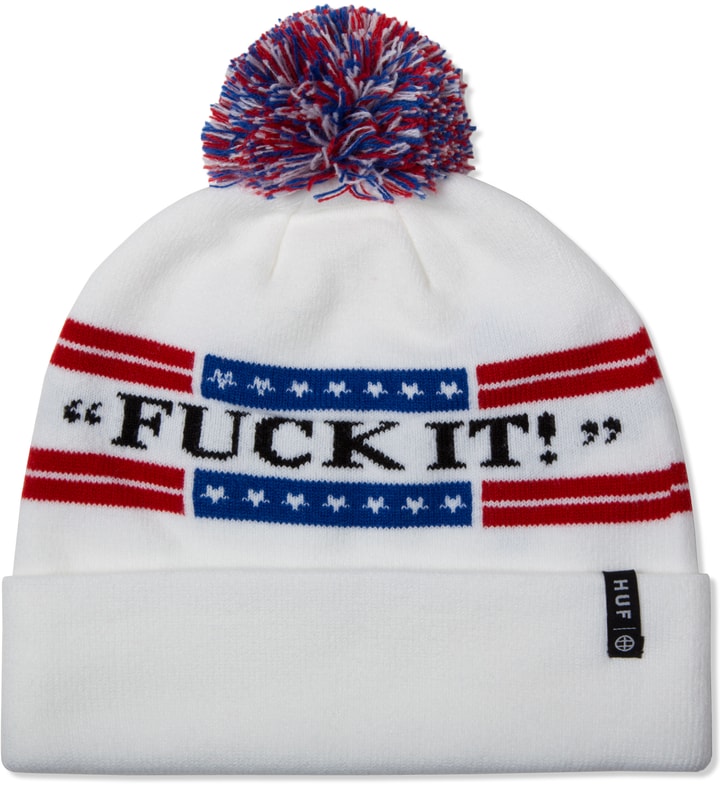 Huf White Fuck It Pom Beanie