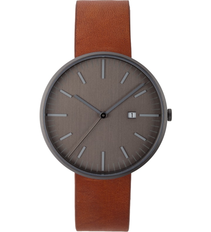 Gun Grey/Tan Leather 203 Series Calendar Wristwatch Placeholder Image