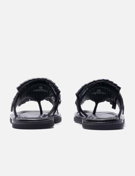 Studded Black Leather Slippers view 9