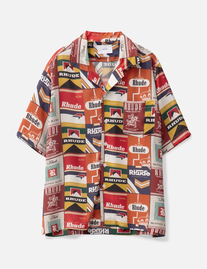 rhude cigarette shirt Print Button Up - Taupe/Multi Elevate your warm RHUDE Hawaiian Cigarette Shirt w/