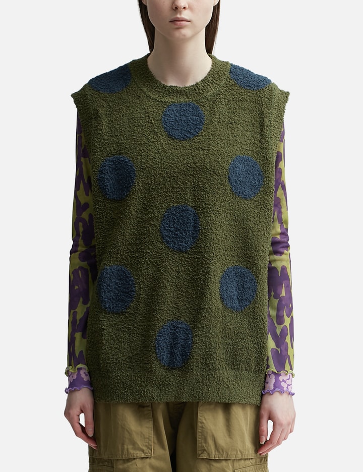 Teddy Fur Dot Knit Sweater Vest Placeholder Image