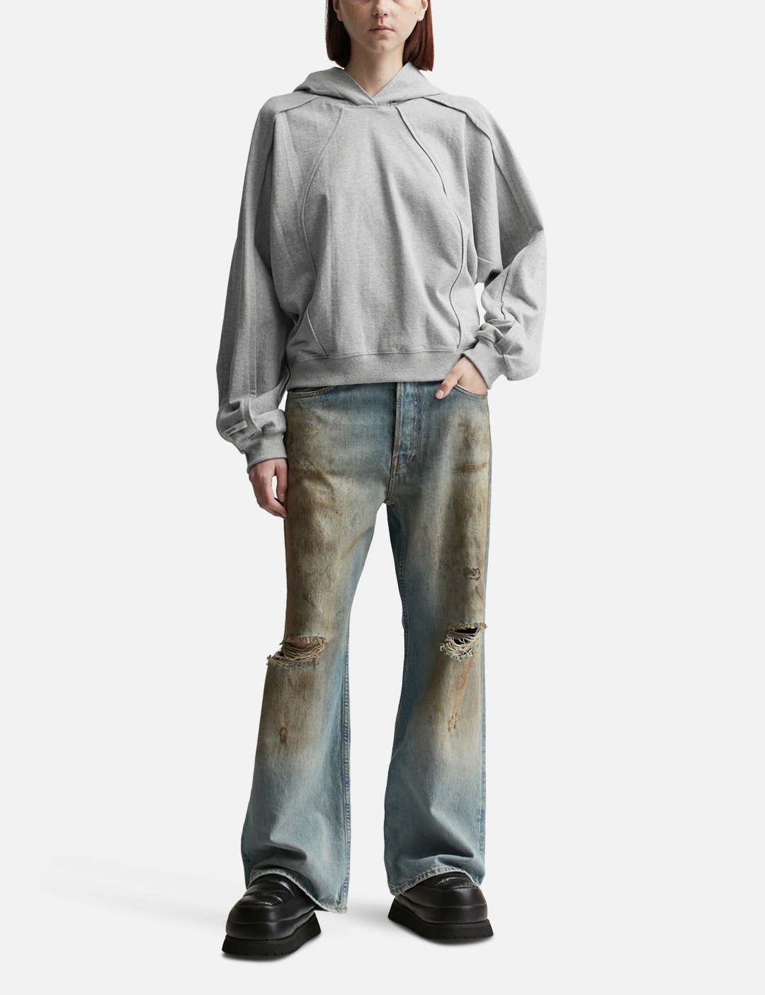 Pin-Tuck Paneled Hoodie view 16