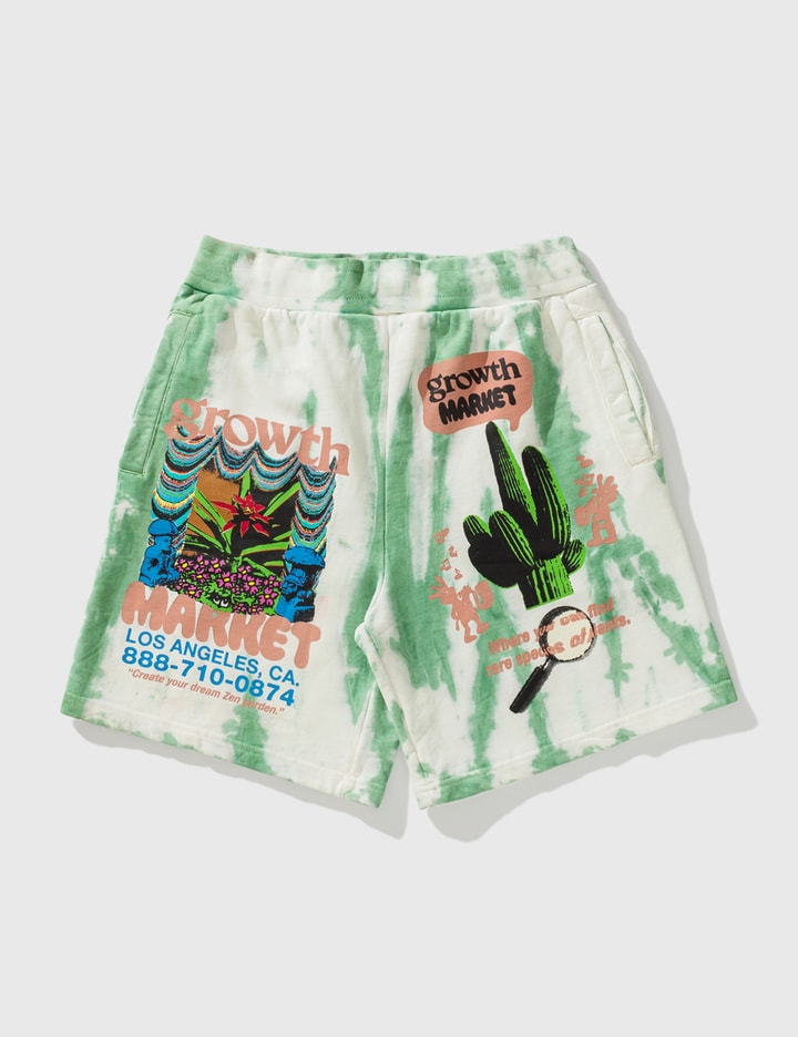 Market Growth Tie-dye Sweatshorts Man Shorts & Bermuda Shorts Green Size Xl Cotton In Green