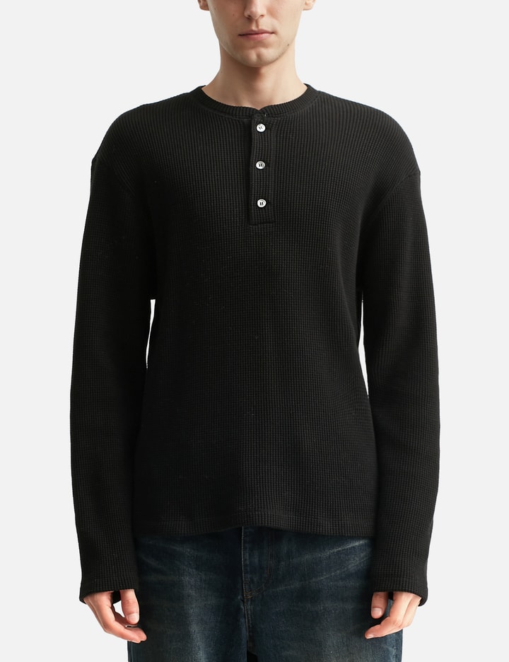 Waffle Henley Neck Long Sleeve T-shirt Placeholder Image