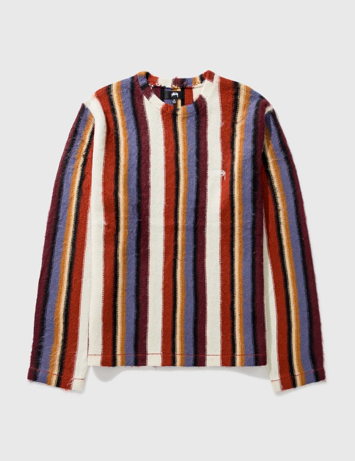 Stussy Logo-embroidered Striped Knitted Sweater In Red