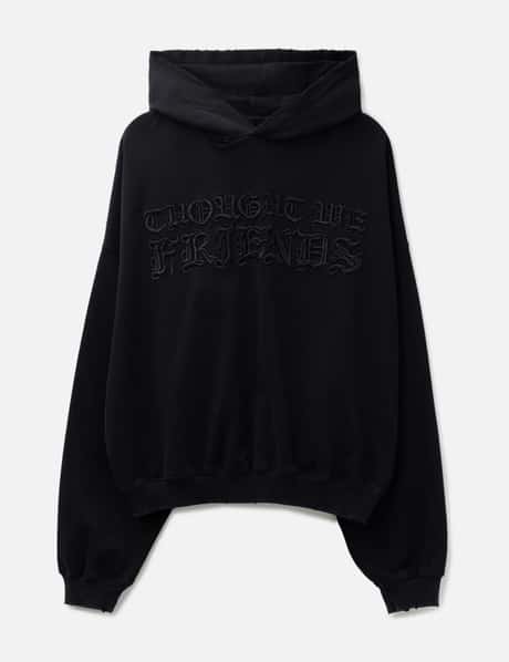 "Soloman" Embroidered Hoodie In Washed Black view 6