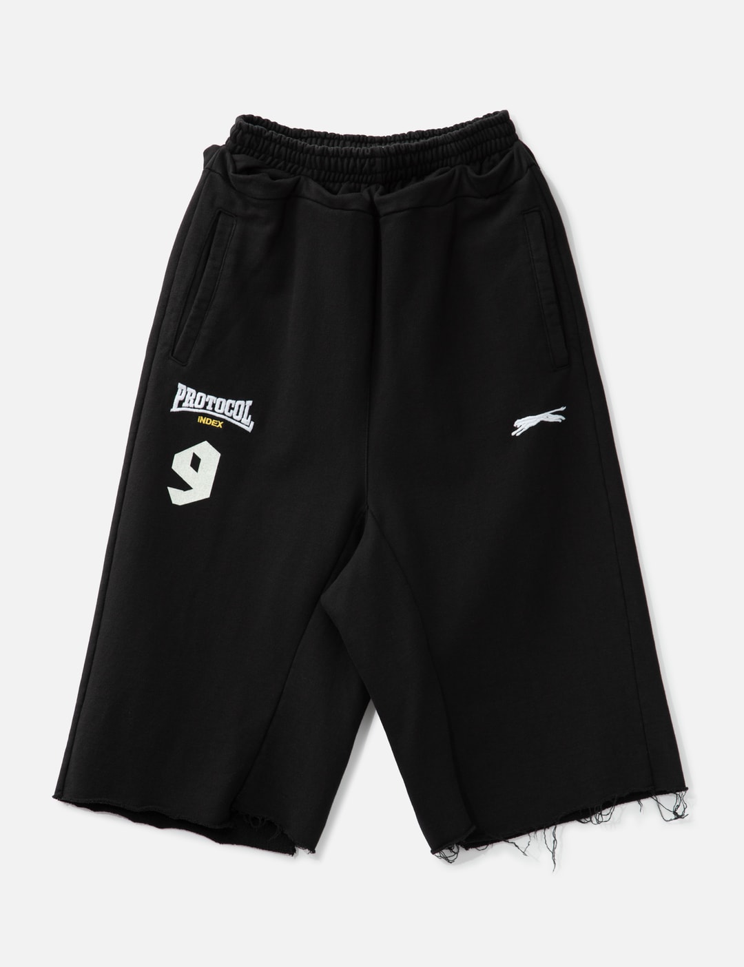 Protocol-Index Folded Waist Jorts - Semi-oversized black denim jorts ...