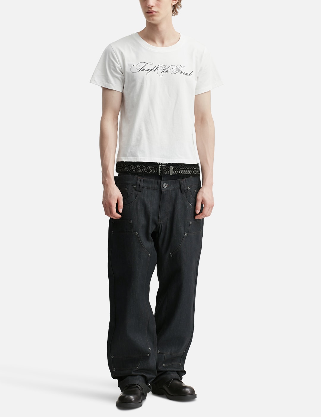 "Gideon" Double-Layered Workpants In Japanese Raw Blue Denim view 15