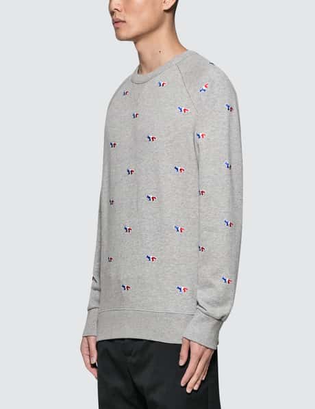 Maison Kitsuné - Tricolor Fox Embroidery All-Over Sweatshirt | HBX 