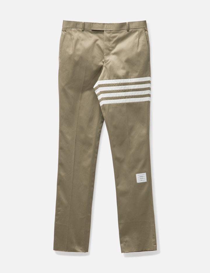 Thom Browne Cotton Twill Knit Seamed 4-bar Unconstructed Chino Trousers In Beige