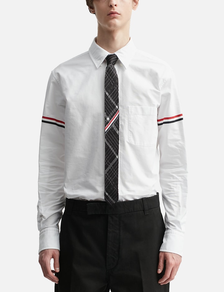 White Oxford Striped Grosgrain Armband Classic Shirt Placeholder Image