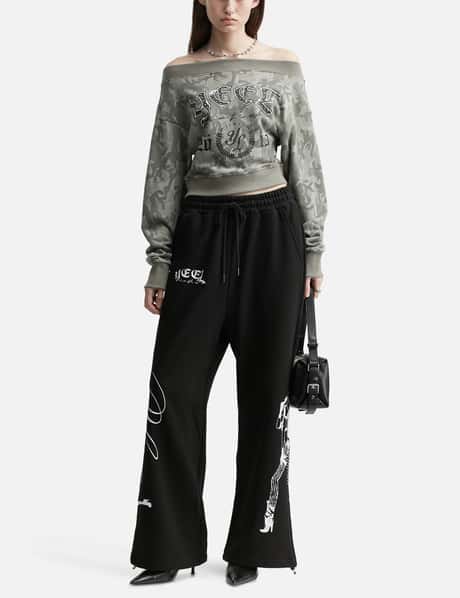 Cowgirl Print Wide Sweatpants Black view 11