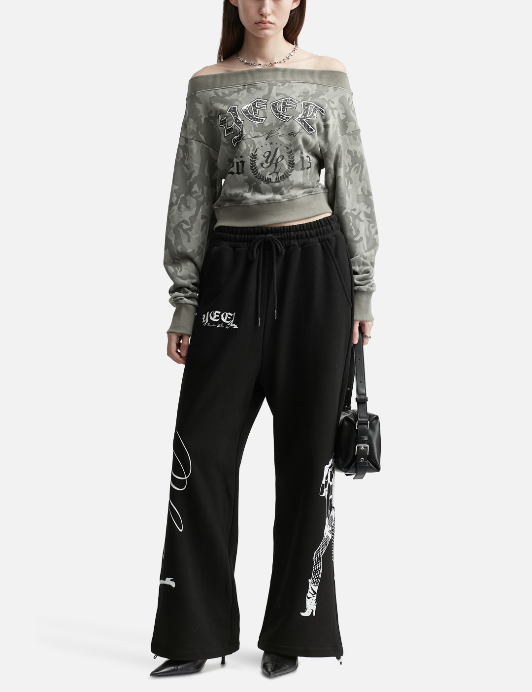 Cowgirl Print Wide Sweatpants Black view 16