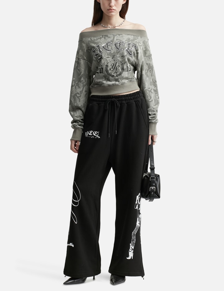Cowgirl Print Wide Sweatpants Black Placeholder Image