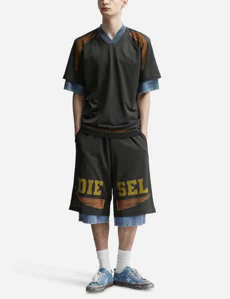 Diesel - P-Ecky Wide-Leg Shorts In Jersey, Mesh And Denim | HBX