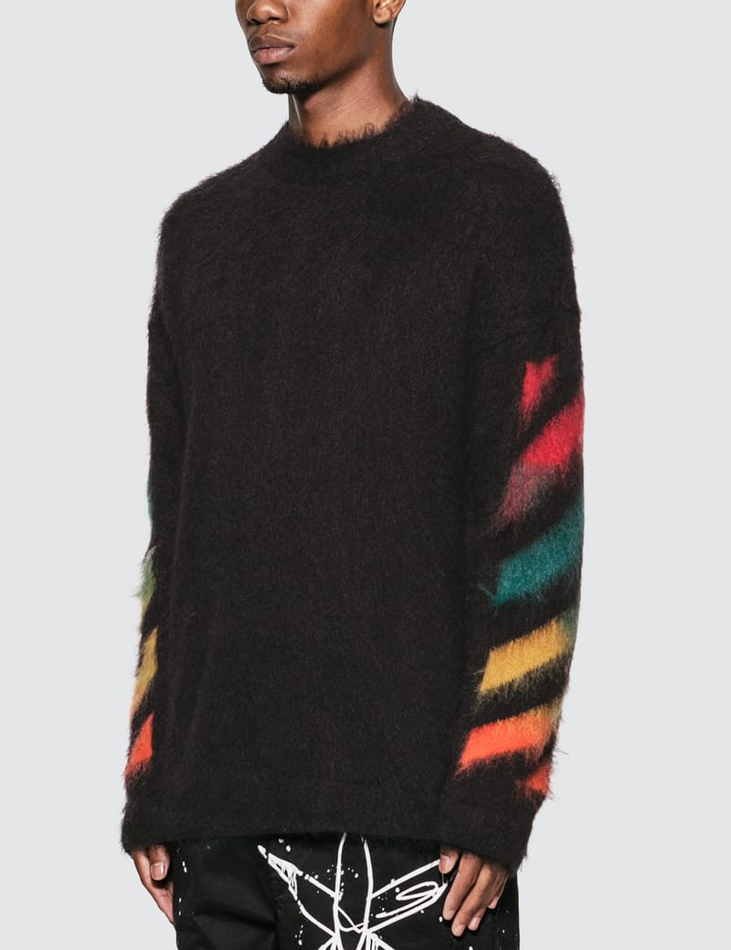 Diag Brushed Mohair Crewenck Sweater 