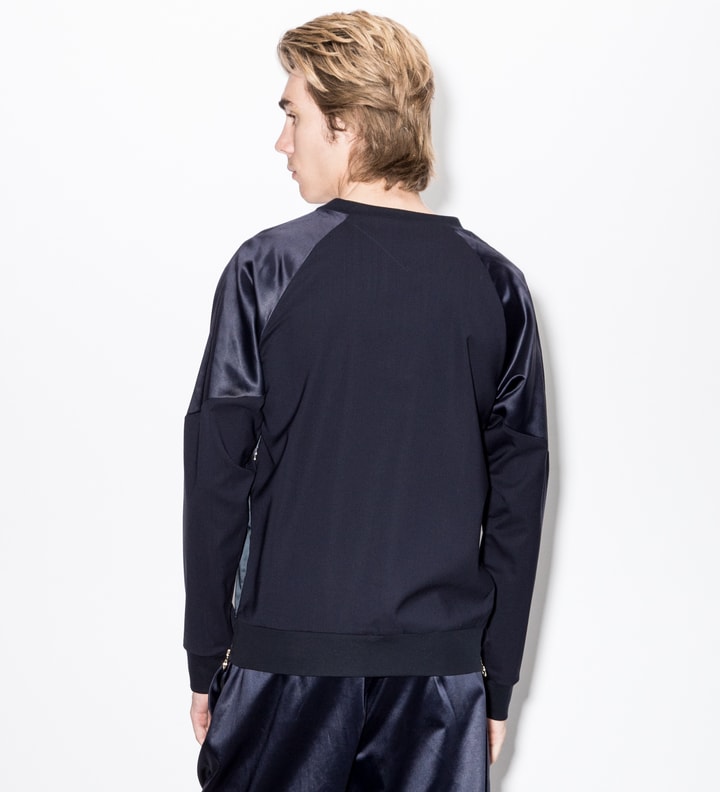 Blue Cotton-Blend Satin Front Sweatshirt Placeholder Image