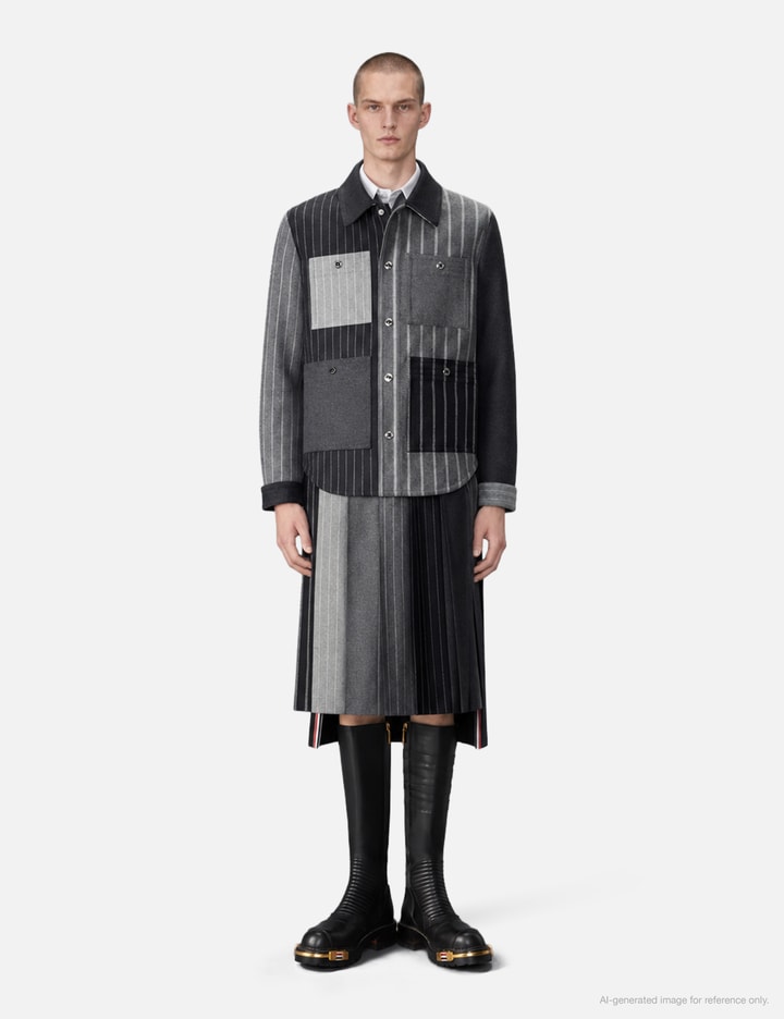 Thom Browne Flannel Funmix Banker Stripe Jacket