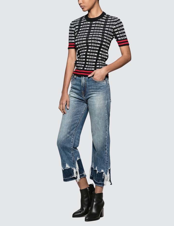 All Over Msgm Logo Sport Ribbed Knit Top Placeholder Image