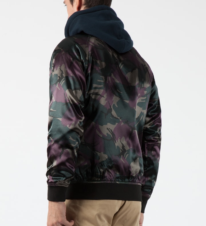 Wine Camo Satin Bomber Jacket Placeholder Image