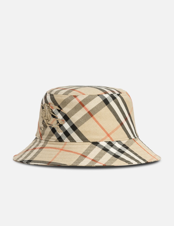 Burberry Check Cotton Blend Bucket Hat In Black