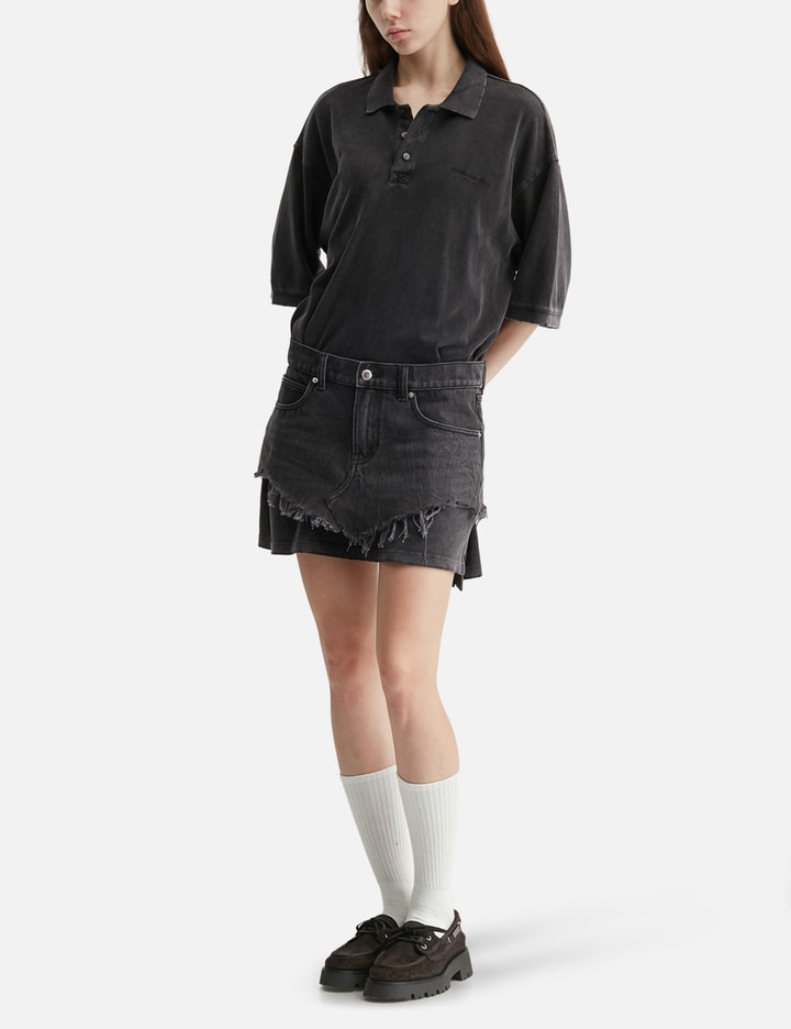 Layered Polo Mini Dress With Reconstructed Denim Skirt view 5