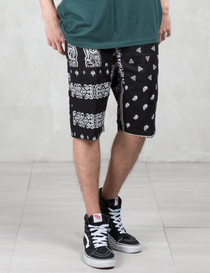 Black Bandana Patchwork Shorts Placeholder Image