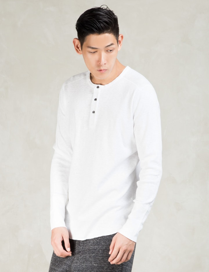 White 1x1 Slub L/s Henley T-shirt Placeholder Image