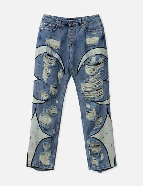 THUG CLUB Moon Star Distressed Denim Jeans